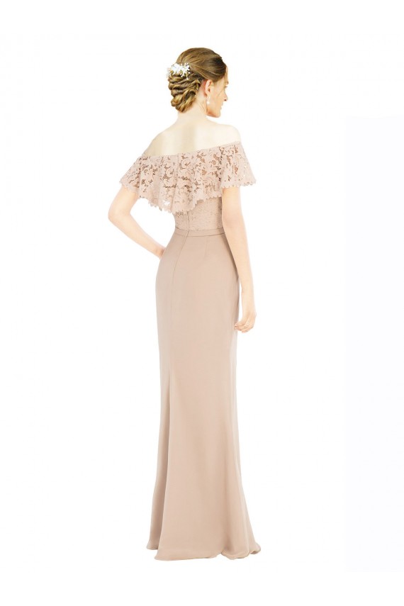 Wholesale Off the Shoulder Sleeves Sheath Chiffon Prom Dress UK