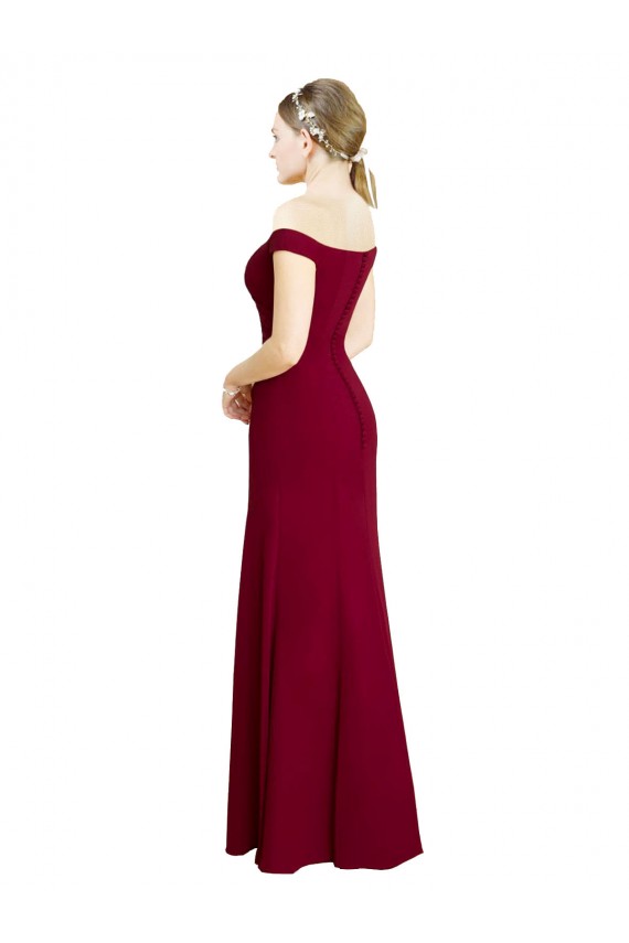 Wholesale Off the Shoulder Long Chiffon Prom Dress with Pleats UK