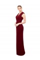 Wholesale Cap Sleeves Chiffon Prom Dress with Pleated V-Neck Bodice UK
