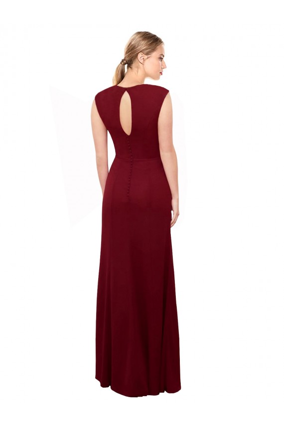 Wholesale Cap Sleeves Chiffon Prom Dress with Pleated V-Neck Bodice UK