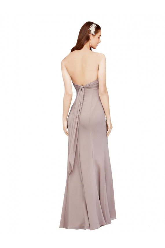 Wholesale Fit and Flare Long Chiffon Prom Dress with Sash and Open Back UK