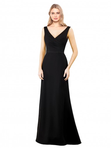 Wholesale V-Neckline Chiffon Prom Dress with Draped Bodice UK