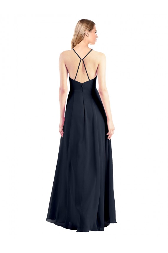 Wholesale Plunging V-Neckline Halter Chiffon Wrap Prom Dress with High Slit UK