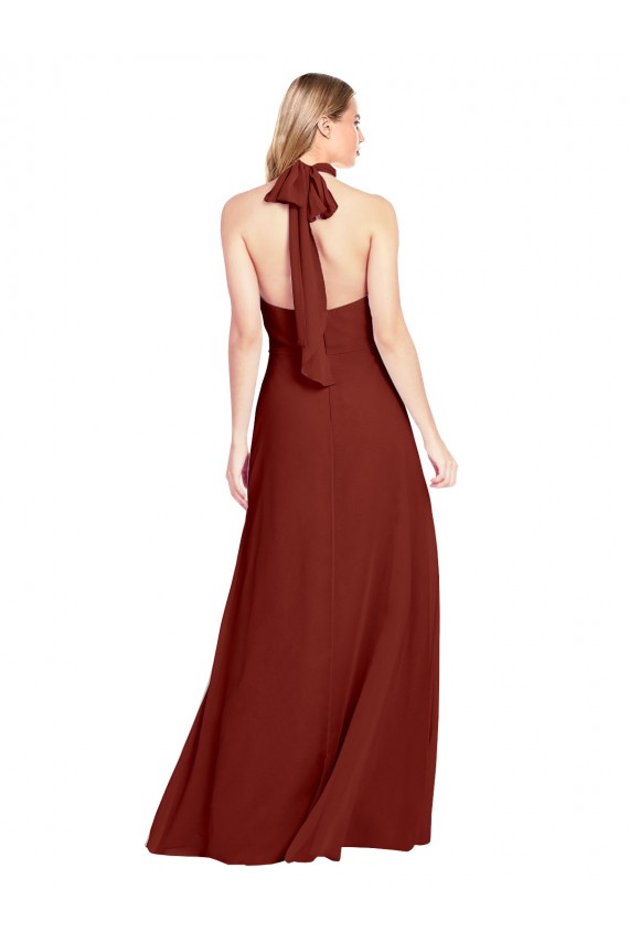 Wholesale Slim High Neck Halter Fitted Open Back Chiffon Prom Dress UK