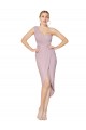 Wholesale High Low One Shoulder Ruffles V-Neck Chiffon Wrap Prom Dress UK