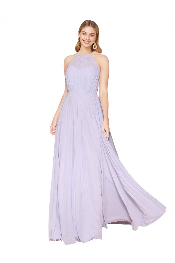 Wholesale High Neck Halter Shirred Chiffon Prom Dress UK