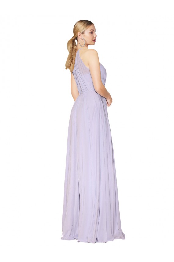 Wholesale High Neck Halter Shirred Chiffon Prom Dress UK