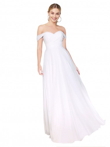 Wholesale Off the Shoulder Long Full Length Chiffon Prom Dress UK