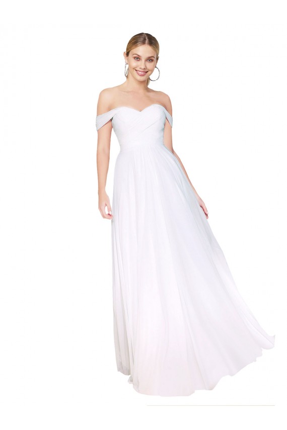 Wholesale Off the Shoulder Long Full Length Chiffon Prom Dress UK