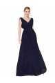 Wholesale Draped Long V-Neck Floor Length Chiffon Prom Dress UK