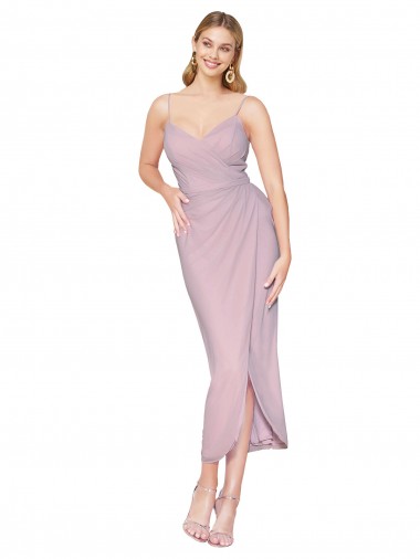 Wholesale Short Knee Length Chiffon Wrap Cocktail Prom Dress / Homecoming Dress with Straps UK