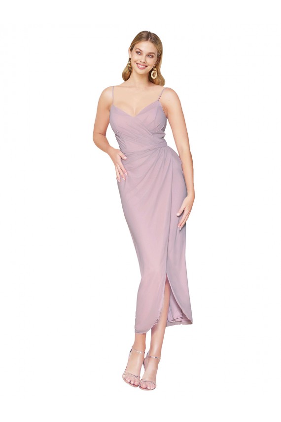 Wholesale Short Knee Length Chiffon Wrap Cocktail Prom Dress / Homecoming Dress with Straps UK