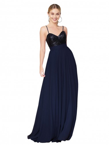 Wholesale Sweetheart High Neck Sequin Top Long Chiffon Prom Dress UK