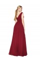 Wholesale Draped Mermaid Long V-Neck Chiffon Prom Dress with High Slit UK