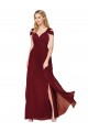 Wholesale Off the Shoulder Long Chiffon Prom Dress with Side Slit UK