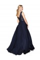 Wholesale High Neck V-Neck Long Chiffon Prom Dress with Sequin Top UK