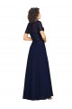 Wholesale Short Sleeves A-Line Long Chiffon Prom Dress with Beaded Bodice UK