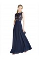 Wholesale Bateaux Neckline A-Line Lace Prom Dress with Top Nude Layer UK