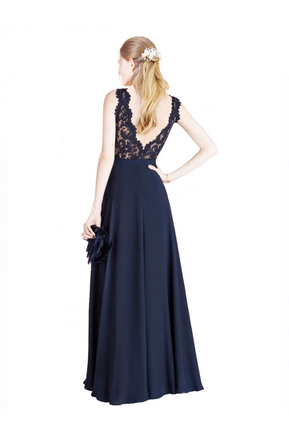 Wholesale Bateaux Neckline A-Line Lace Prom Dress with Top Nude Layer UK