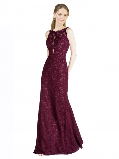 Wholesale Long Lace Prom Dress with Peekaboo Bodice and Keyhole Back UK