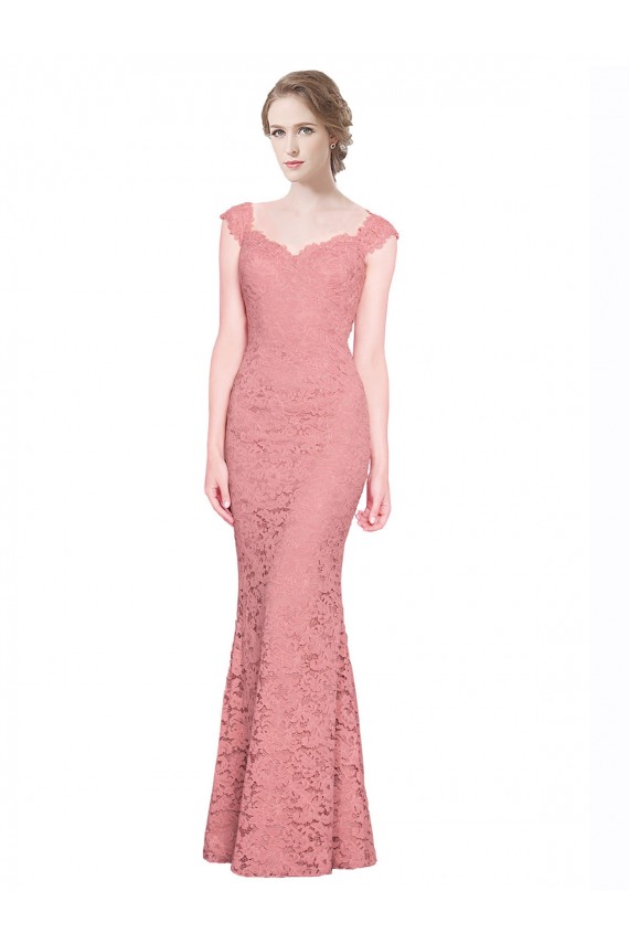 Wholesale Sweetheart Mermaid Long Lace Prom Dress with Wide Straps UK
