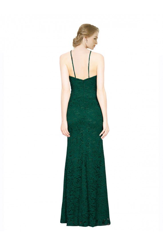 Wholesale High Illusion Halter Neck Long Lace Prom Dress UK