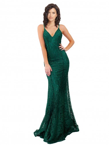 Wholesale Black Tie Sleek Fishtail Shaped Long Lace Prom Dress UK