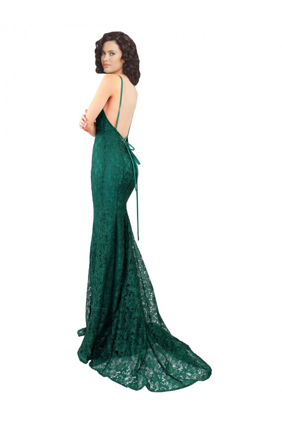 Wholesale Black Tie Sleek Fishtail Shaped Long Lace Prom Dress UK
