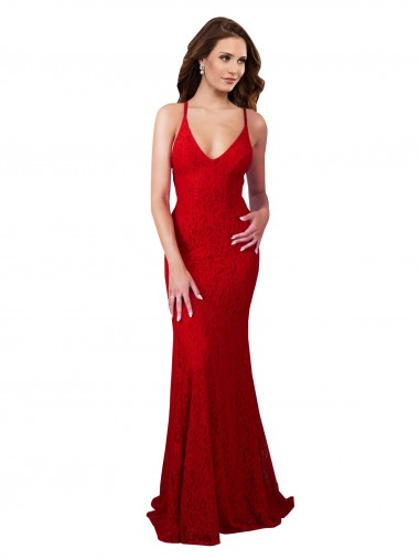 Wholesale Low Back V-Neckline Floor Length Lace Prom Dress UK