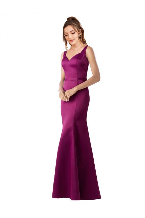 Wholesale Fitted Sexy Open Back Satin Prom Dress with Floral Details UK
