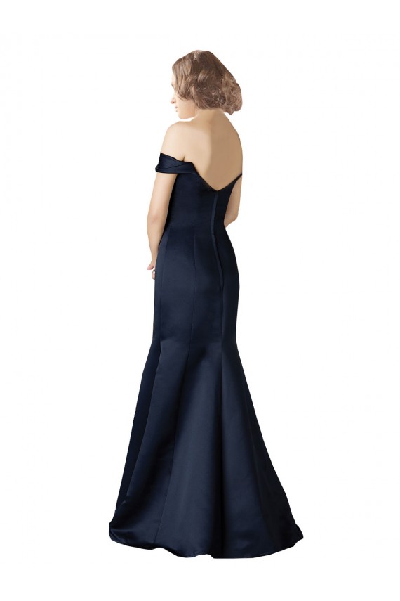 Wholesale Fit and Flare Satin Prom Dress with Off the Shoulder Neckline UK