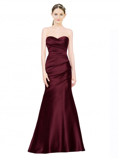 Wholesale Mermaid Sweetheart Soft Satin Prom Dress with Pleats UK