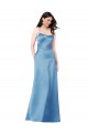 Wholesale Crossing Strap Back Pleated Bodice Long Satin Prom Dress UK