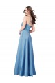 Wholesale Crossing Strap Back Pleated Bodice Long Satin Prom Dress UK
