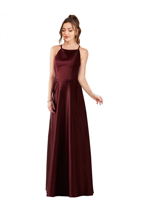 Wholesale Sleek Satin Prom Dress with Pockets UK