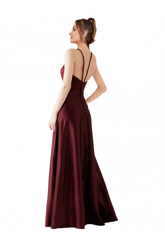 Wholesale Sleek Satin Prom Dress with Pockets UK