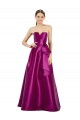 Wholesale Sleeveless V-Neck Long Satin Prom Dress with Bow Waist UK