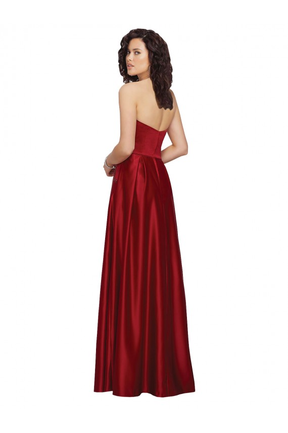 Wholesale Strapless Satin Prom Dress with Beaded Pocket and Soft Pleating UK