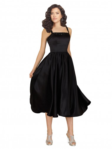 Wholesale Short Square Neck Satin Cocktail Prom Dress / Homecoming Dress with Beading UK