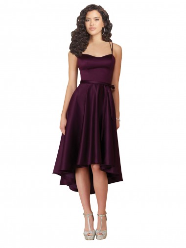 Wholesale Elegant High Low Satin Prom Dress with Criss Cross Back UK