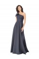 Wholesale Rouched One Shoulder Floor Length Satin Prom Dress with Bow UK