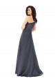 Wholesale Rouched One Shoulder Floor Length Satin Prom Dress with Bow UK