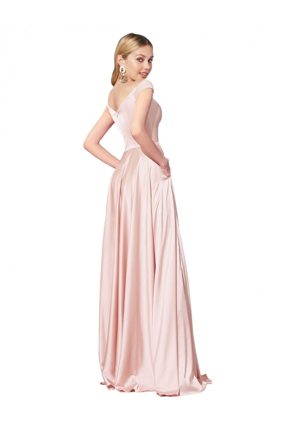 Wholesale A-Line Off the Shoulder Sweetheart Satin Prom Dress UK
