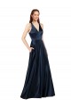 Wholesale Long Satin Prom Dress with Halter Neckline UK