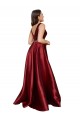 Wholesale Sleeveless Deep V-Neck A-Line Satin Prom Dress with Pockets UK