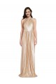 Wholesale Floor Length Halter Neck Sparkling Sequin Prom Dress with Pleats UK