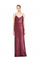 Wholesale High Neck Halter Long Slim Sequin Prom Dress with V-Neck and Blouson Bodice UK
