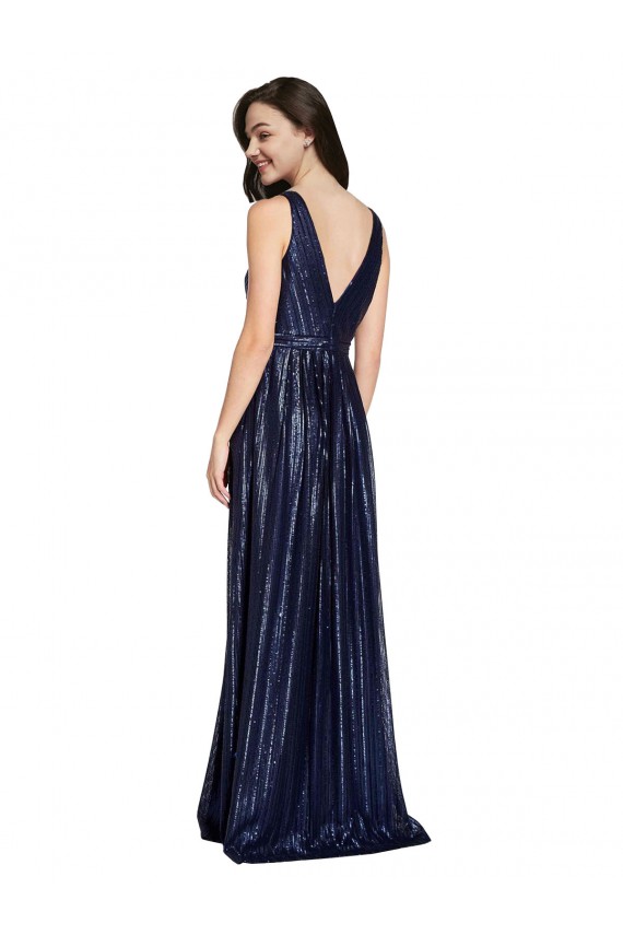 Wholesale Long V-Neck Sparking Sequin Prom Dress with Low V-Back UK