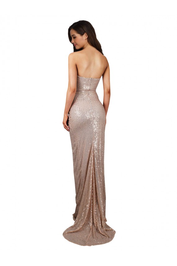 Wholesale High Slit Scoop Neck Long Sequin Prom Dress UK