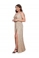Wholesale Deep V-Neck Sleeveless Sparkling Sequin Prom Dress with Draped Cowl Back UK